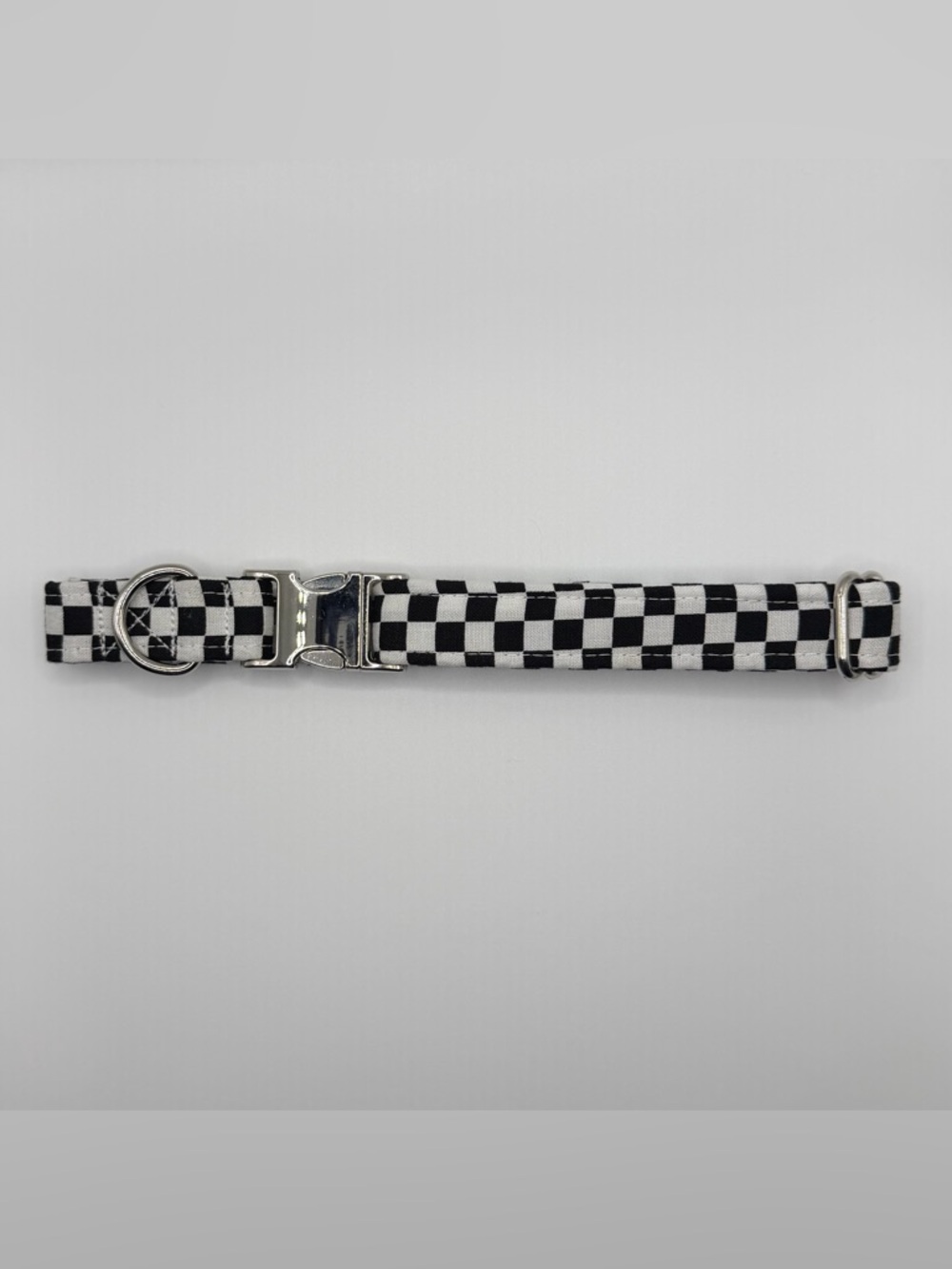 Handmade Black & White Checkerboard Buckle Collar